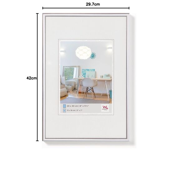 walther design Bilderrahmen silber 29,7 x 42 cm (DIN A3) New Lifestyle Kunststoffrahmen KV342S