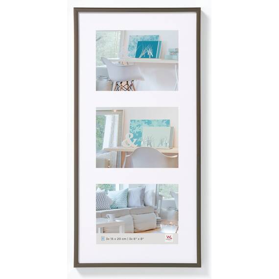 walther design Bilderrahmen stahl 3X 15x20 cm Galerie mit Passepartout, New Lifestyle Kunststoffrahmen KV320D