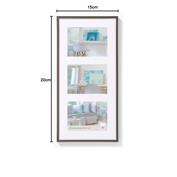 walther design Bilderrahmen stahl 3X 15x20 cm Galerie mit Passepartout, New Lifestyle Kunststoffrahmen KV320D