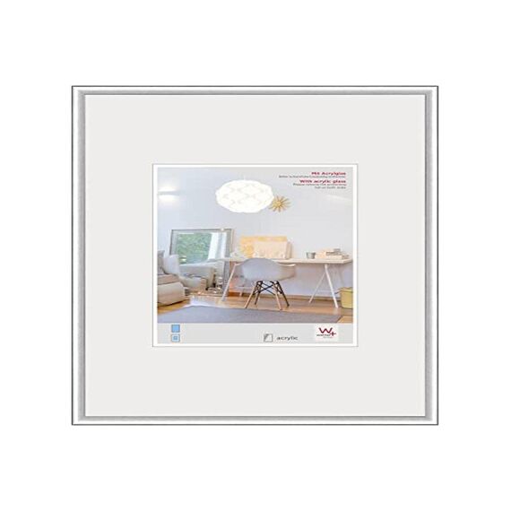 walther design Bilderrahmen silber 40 x 60 cm mit Kunstglas, New Lifestyle Kunststoffrahmen KVX460S