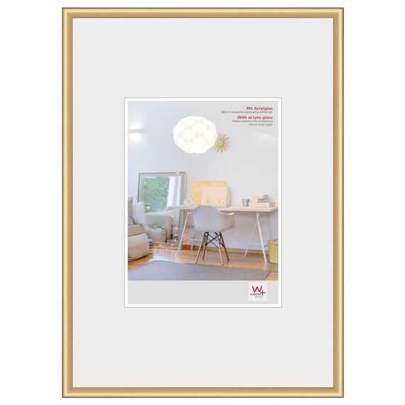 walther design Bilderrahmen gold 59,4 x 84 cm (DIN A1)mit Kunstglas, New Lifestyle Kunststoffrahmen KVX684G