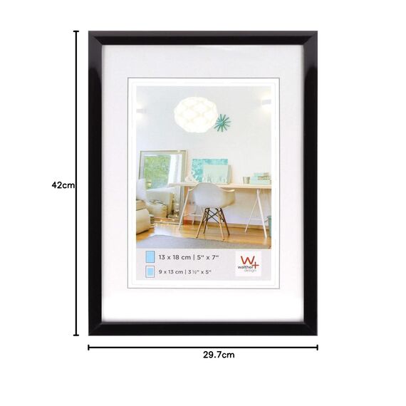 walther design Bilderrahmen stahl 29,7 x 42 cm (DIN A3) mit Kunstglas, New Lifestyle Kunststoffrahmen KVX342D