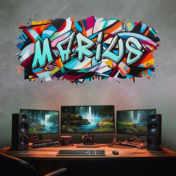 tjapalo® vz82 Graffiti Wandtattoo Graffiti Name Wandtattoo Kinderzimmer Name Bilder personalisiert Jugendzimmer Deko personalisiert Wanddeko Kinderzimmer D vz82