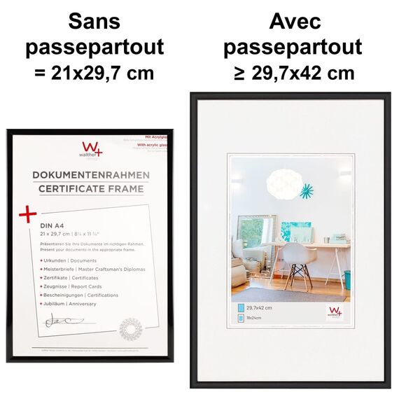 walther design Bilderrahmen stahl 40 x 60 cm mit Kunstglas, New Lifestyle Kunststoffrahmen KVX460D