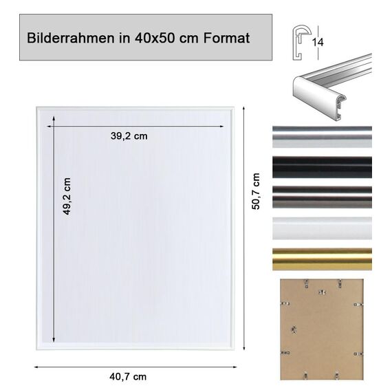 Bilderrahmen Kunststoff Lifestyle Foto Rahmen Collage Wanddeko Poster Photo Style: Farbe: Gold | Format: 40x50
