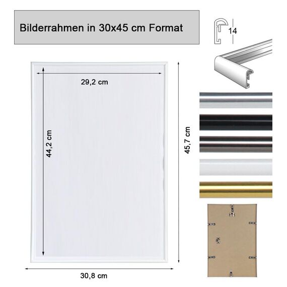 Bilderrahmen Kunststoff Lifestyle Foto Rahmen Collage Wanddeko Poster Photo Style: Farbe: Gold | Format: 30x45