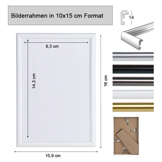 Bilderrahmen Kunststoff Lifestyle Foto Rahmen Collage Wanddeko Poster Photo Style: Farbe: Stahl | Format: 10x15