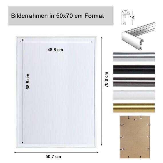 Bilderrahmen Kunststoff Lifestyle Foto Rahmen Collage Wanddeko Poster Photo Style: Farbe: Weiß | Format: 50x70