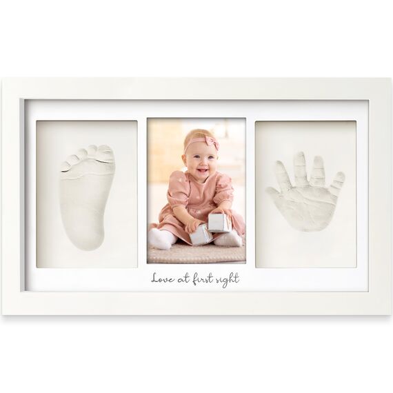 Keababies Baby Handabdruck Und Fußabdruck Set - Ton Handabdruck Andenken Rahmen, Neugeborenen Kinderzimmer Bilderrahmen fur Mädchen und Junge, Personalisierte Geschenke Baby fur Neue Mom(Alpine White)