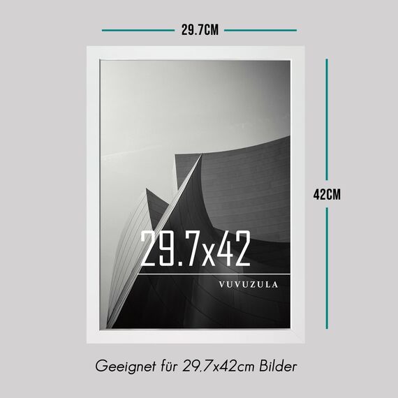 VUVUZULA Bilderrahmen A3 Weiss Holz Fotorahmen 30x42cm Holzrahmen MDF Rahmen DIN A3 3er Set