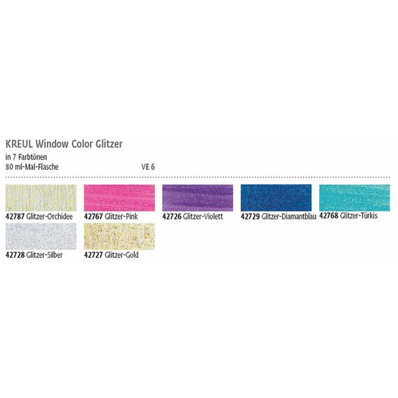 KREUL 42726 - Window Color glitzer violett 80 ml, glitzernde Fenstermalfarbe auf Wasserbasis, für glatte Oberflächen wie Glas, Spiegel und Fliesen