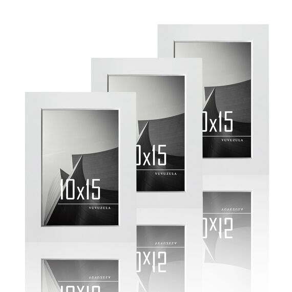 VUVUZULA Bilderrahmen 10x15cm Weiß Holz Fotorahmen 4x6 Zoll Holzrahmen MDF Rahmen 10x15cm 3er Set