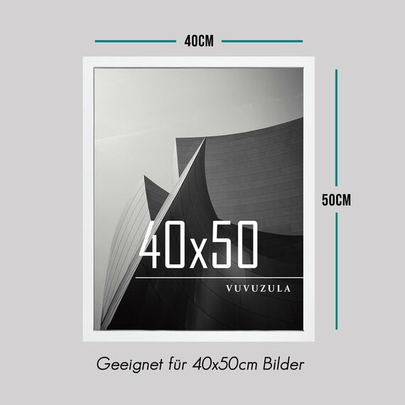 VUVUZULA Bilderrahmen 40x50cm Weiß Holz Fotorahmen Holzrahmen MDF Rahmen 40x50cm 3er Set