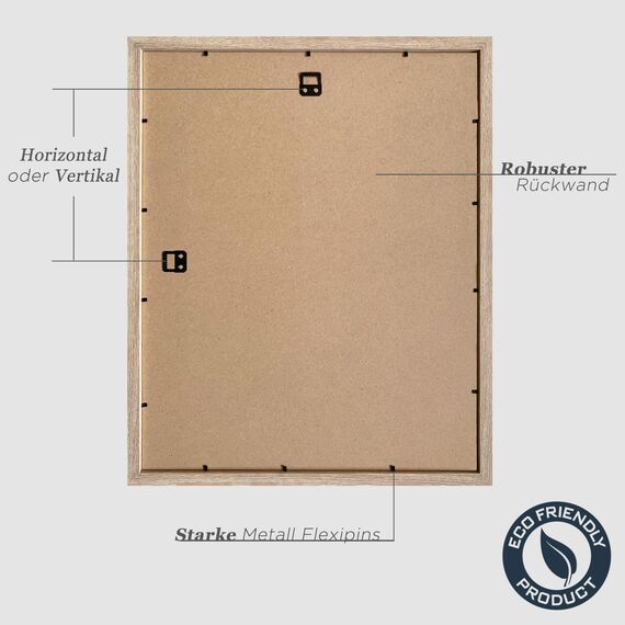 VUVUZULA Bilderrahmen 40x50cm Holz Fotorahmen Holzrahmen MDF Rahmen 40x50cm Eiche Natur 3er Set