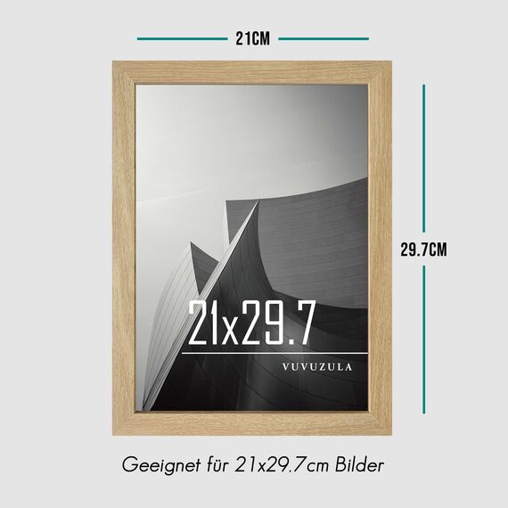 VUVUZULA Bilderrahmen A4 Holzrahmen 21x30cm Holz Fotorahmen MDF Rahmen DIN A4 für Urkunden in Natur 3er Set