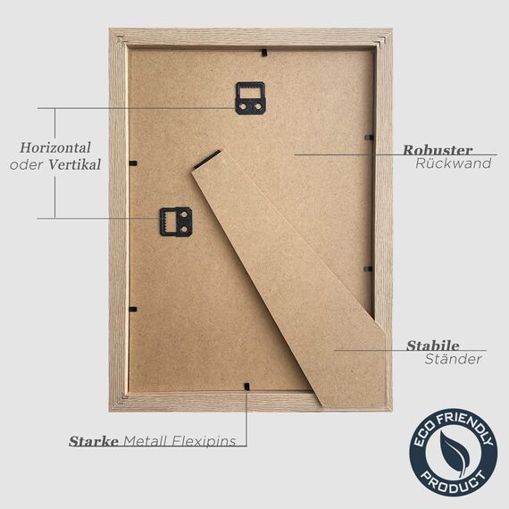 VUVUZULA Bilderrahmen A4 Holzrahmen 21x30cm Holz Fotorahmen MDF Rahmen DIN A4 für Urkunden in Natur 3er Set