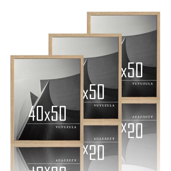 VUVUZULA Bilderrahmen 40x50cm Holz Fotorahmen Holzrahmen MDF Rahmen 40x50cm Eiche Natur 3er Set