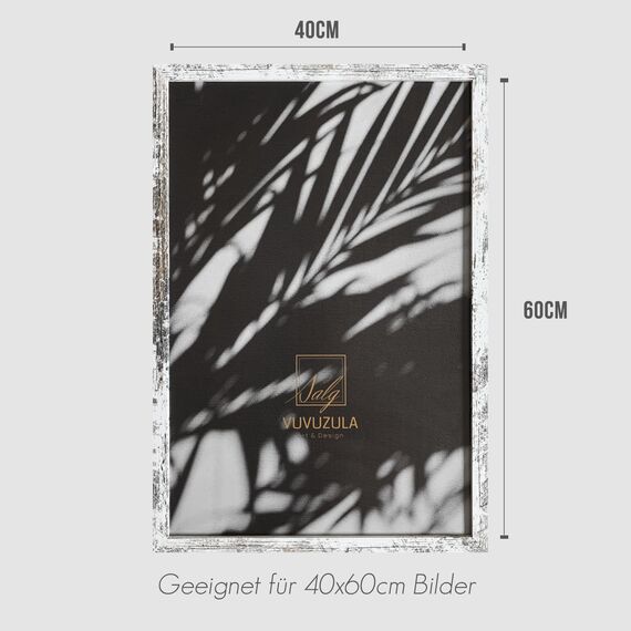 VUVUZULA Bilderrahmen 40x60cm Vintage Weiß Holz Fotorahmen Holzrahmen MDF Rahmen 40x60cm 3er Set