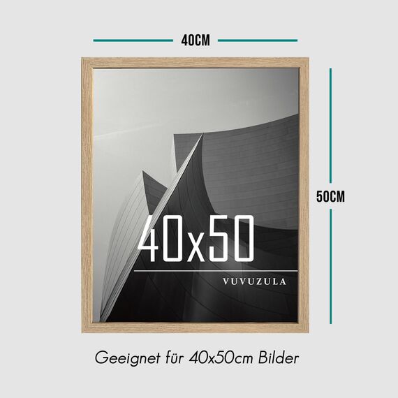 VUVUZULA Bilderrahmen 40x50cm Holz Fotorahmen Holzrahmen MDF Rahmen 40x50cm Eiche Natur 3er Set
