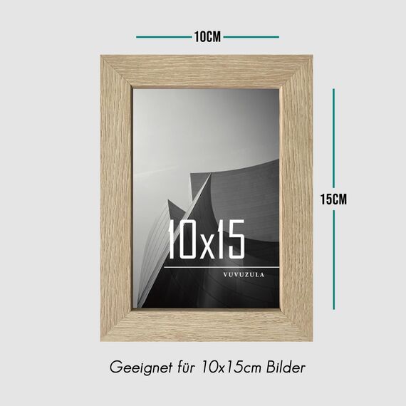 VUVUZULA Bilderrahmen 10x15cm Holz Fotorahmen 4x6 Zoll Holzrahmen MDF Rahmen 10x15cm in Natur 3er Set