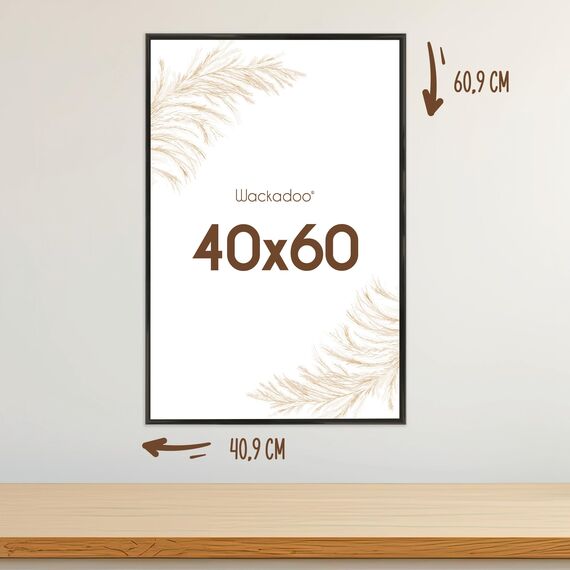 Wackadoo Bilderrahmen 40x60 Schwarz Fotowand Fotorahmen aus leichtem Kunststoff mit Glas Picture frame Poster