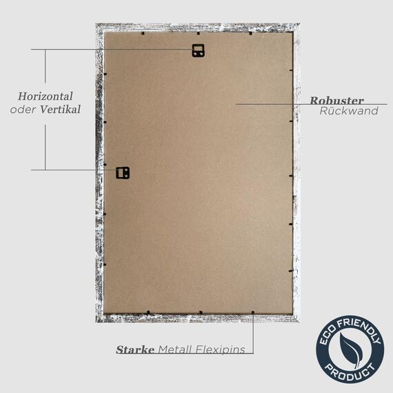 VUVUZULA Bilderrahmen 40x60cm Vintage Weiß Holz Fotorahmen Holzrahmen MDF Rahmen 40x60cm 3er Set