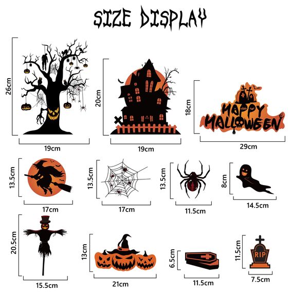 Moxled Halloween Deko Horror, Kürbis Spinnennetz Fledermaus Fensterbilder, 11 Blätte Halloween Fensteraufkleber, 98Pcs Skelett Geister Spukhaus Wandaufkleber für Kinderzimmer Halloween Party