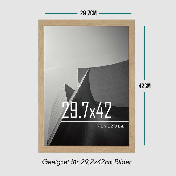 VUVUZULA Bilderrahmen A3 Holz Fotorahmen 30x42cm Holzrahmen MDF Rahmen DIN A3 Natur 3er Set