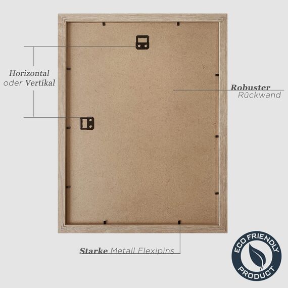 VUVUZULA Bilderrahmen 30x40cm Holz Fotorahmen 12x16 Zoll Holzrahmen MDF Rahmen 30x40cm Natur 3er Set