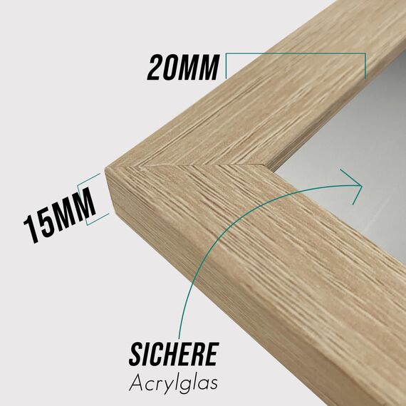 VUVUZULA Bilderrahmen A3 Holz Fotorahmen 30x42cm Holzrahmen MDF Rahmen DIN A3 Natur 3er Set