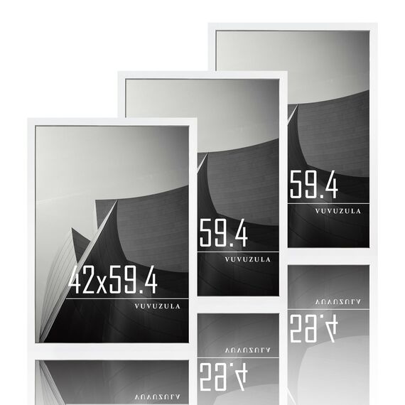 VUVUZULA Bilderrahmen A2 Weiss Holz Fotorahmen Holzrahmen MDF Rahmen DIN A2 3er Set