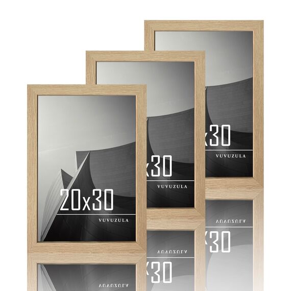 VUVUZULA Bilderrahmen 20x30cm Holz Fotorahmen 8x12 Zoll Holzrahmen MDF Rahmen 20x30cm Natur 3er Set