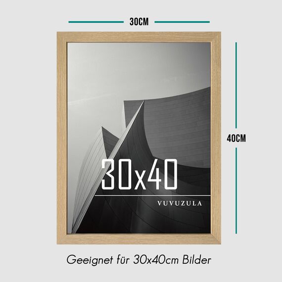 VUVUZULA Bilderrahmen 30x40cm Holz Fotorahmen 12x16 Zoll Holzrahmen MDF Rahmen 30x40cm Natur 3er Set