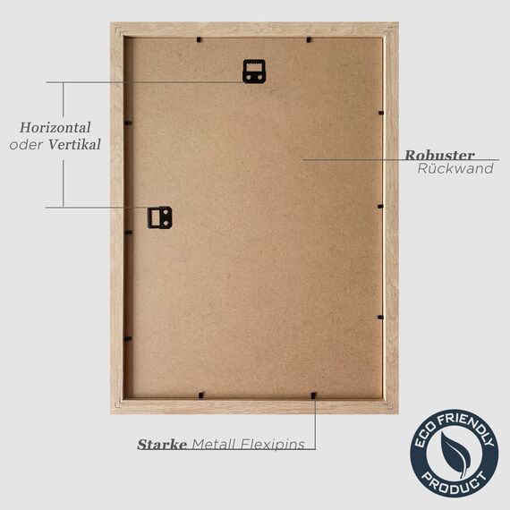 VUVUZULA Bilderrahmen A3 Holz Fotorahmen 30x42cm Holzrahmen MDF Rahmen DIN A3 Natur 3er Set