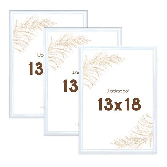 Wackadoo Bilderrahmen 13x18 Weiß 3er Set Fotowand Fotorahmen aus leichtem Kunststoff mit Glas Picture frame Poster