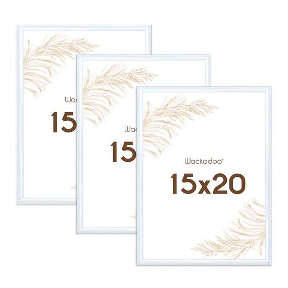 Wackadoo Bilderrahmen 15x20 Weiß 3er Set Fotowand Fotorahmen aus leichtem Kunststoff mit Glas Picture frame Poster