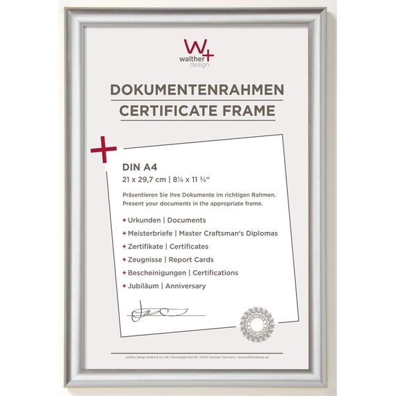 walther design Bilderrahmen silber 21 x 29,7 cm (DIN A4) Trendstyle Kunststoffrahmen KP130S
