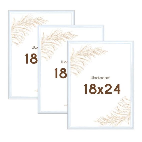 Wackadoo Bilderrahmen 18x24 Weiß 3er Set Fotowand Fotorahmen aus leichtem Kunststoff mit Glas Picture frame Poster