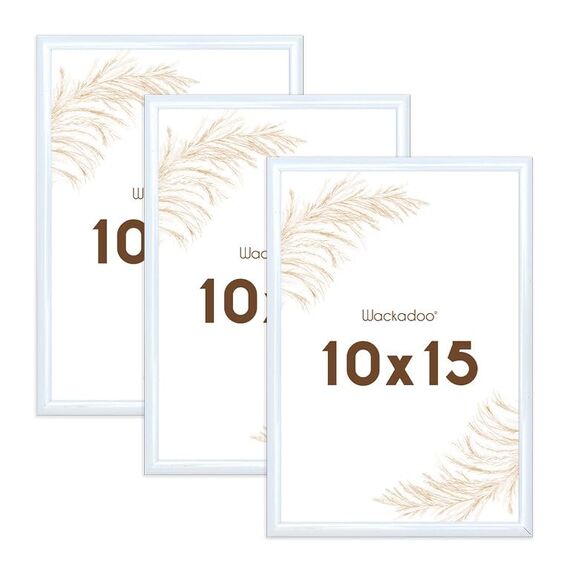 Wackadoo Bilderrahmen 10x15 Weiß 3er Set Fotowand Fotorahmen aus leichtem Kunststoff mit Glas Picture frame Poster