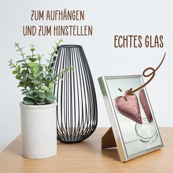 Wackadoo Bilderrahmen 10x15 Silber 5er Set Fotowand Fotorahmen aus leichtem Kunststoff mit Glas Picture frame Poster