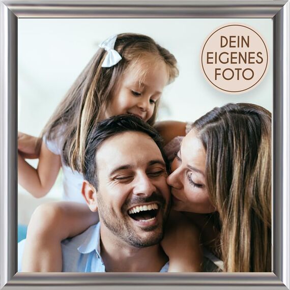 Wackadoo personalisierte Geschenke mit Bilderrahmen 10x10 Silber Fotodruck Bild Geschenk für Frauen und Männer Poster mit Wunschmotiv eigenes Foto
