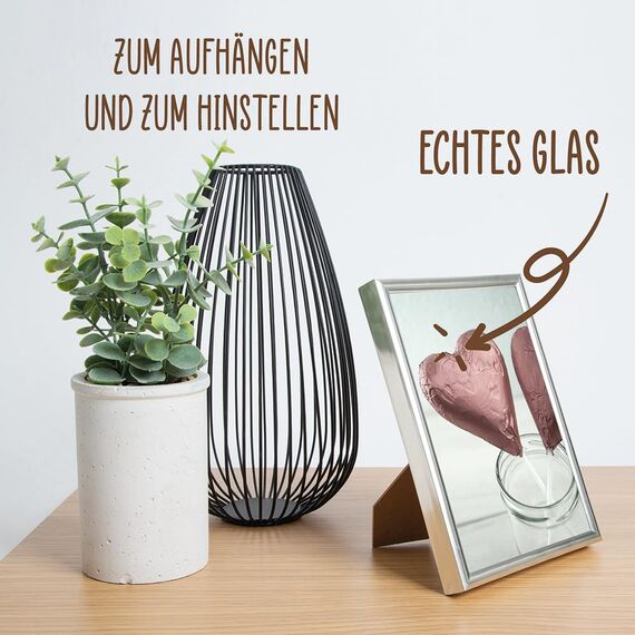 Wackadoo Bilderrahmen 15x20 Silber 3er Set Fotowand Fotorahmen aus leichtem Kunststoff mit Glas Picture frame Poster