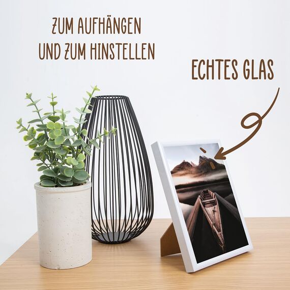 Wackadoo Bilderrahmen 10x10 Weiß 3er Set Fotowand Fotorahmen aus leichtem Kunststoff mit Glas Picture frame quadratisch klein Poster