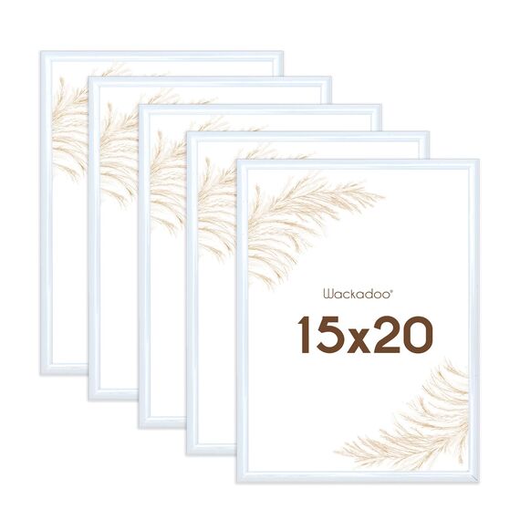 Wackadoo Bilderrahmen 15x20 Weiß 5er Set Fotowand Fotorahmen aus leichtem Kunststoff mit Glas Picture frame Poster
