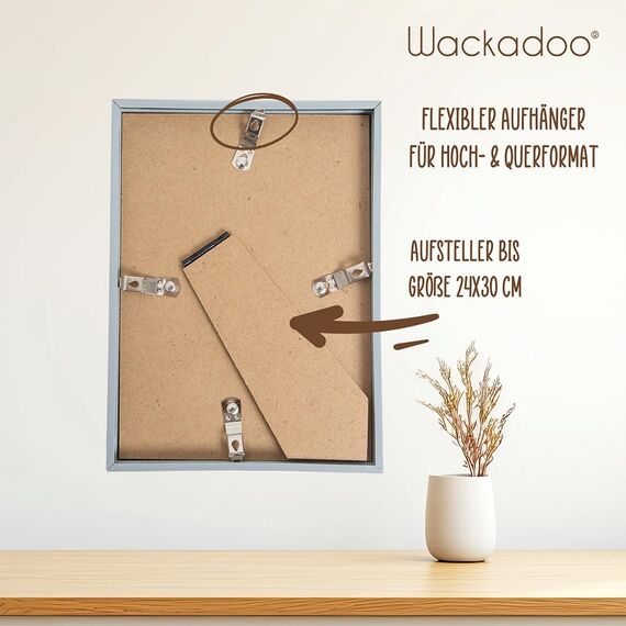 Wackadoo Bilderrahmen 24x30 Silber Fotowand Fotorahmen aus leichtem Kunststoff mit Glas Picture frame Poster