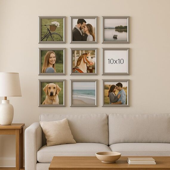 Wackadoo personalisierte Geschenke mit Bilderrahmen 10x10 Silber Fotodruck Bild Geschenk für Frauen und Männer Poster mit Wunschmotiv eigenes Foto