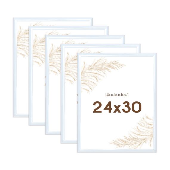 Wackadoo Bilderrahmen 24x30 Weiß 5er Bilderrahmen Set Fotowand Fotorahmen aus leichtem Kunststoff mit Glas Picture frame Poster