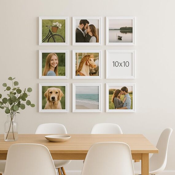 Wackadoo personalisierte Geschenke mit Bilderrahmen 10x10 Weiß Fotodruck Bild Geschenk für Frauen und Männer Poster mit Wunschmotiv eigenes Foto