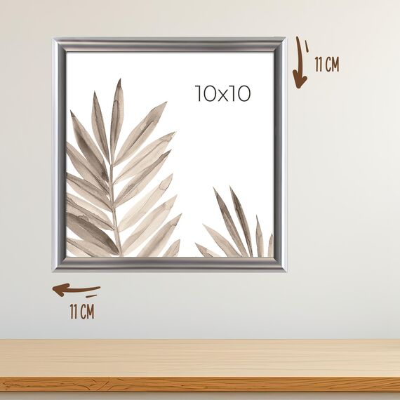 Wackadoo Bilderrahmen 10x10 Silber 5er Set Fotowand Fotorahmen aus leichtem Kunststoff mit Glas Picture frame quadratisch klein Poster