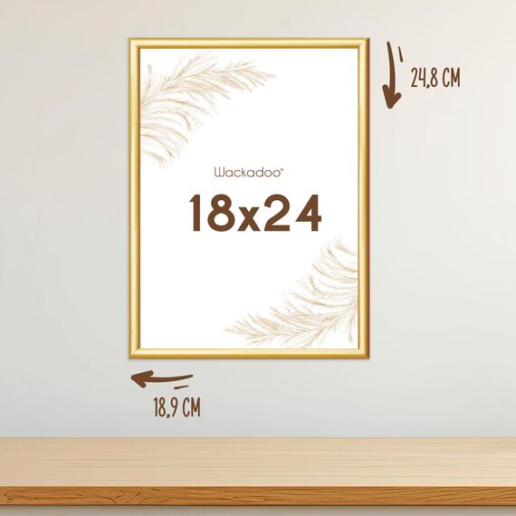 Wackadoo Bilderrahmen 18x24 Gold 3er Set Fotowand Fotorahmen aus leichtem Kunststoff mit Glas Picture frame Poster